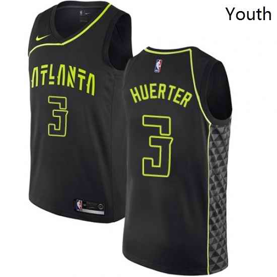 Youth Nike Atlanta Hawks 3 Kevin Huerter Swingman Black NBA Jersey City Edition